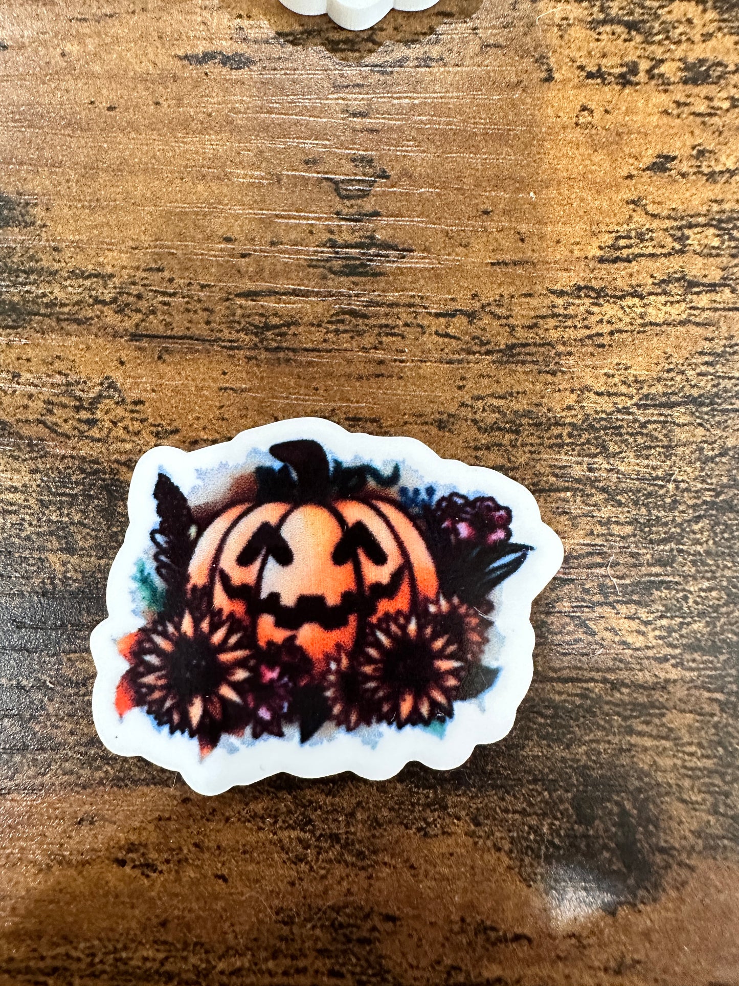 Sunflower Jack-o-Lantern - Resin Planar Flatback Acrylic Embellishment