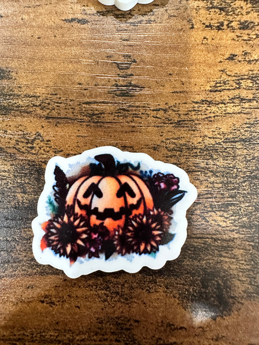 Sunflower Jack-o-Lantern - Resin Planar Flatback Acrylic Embellishment