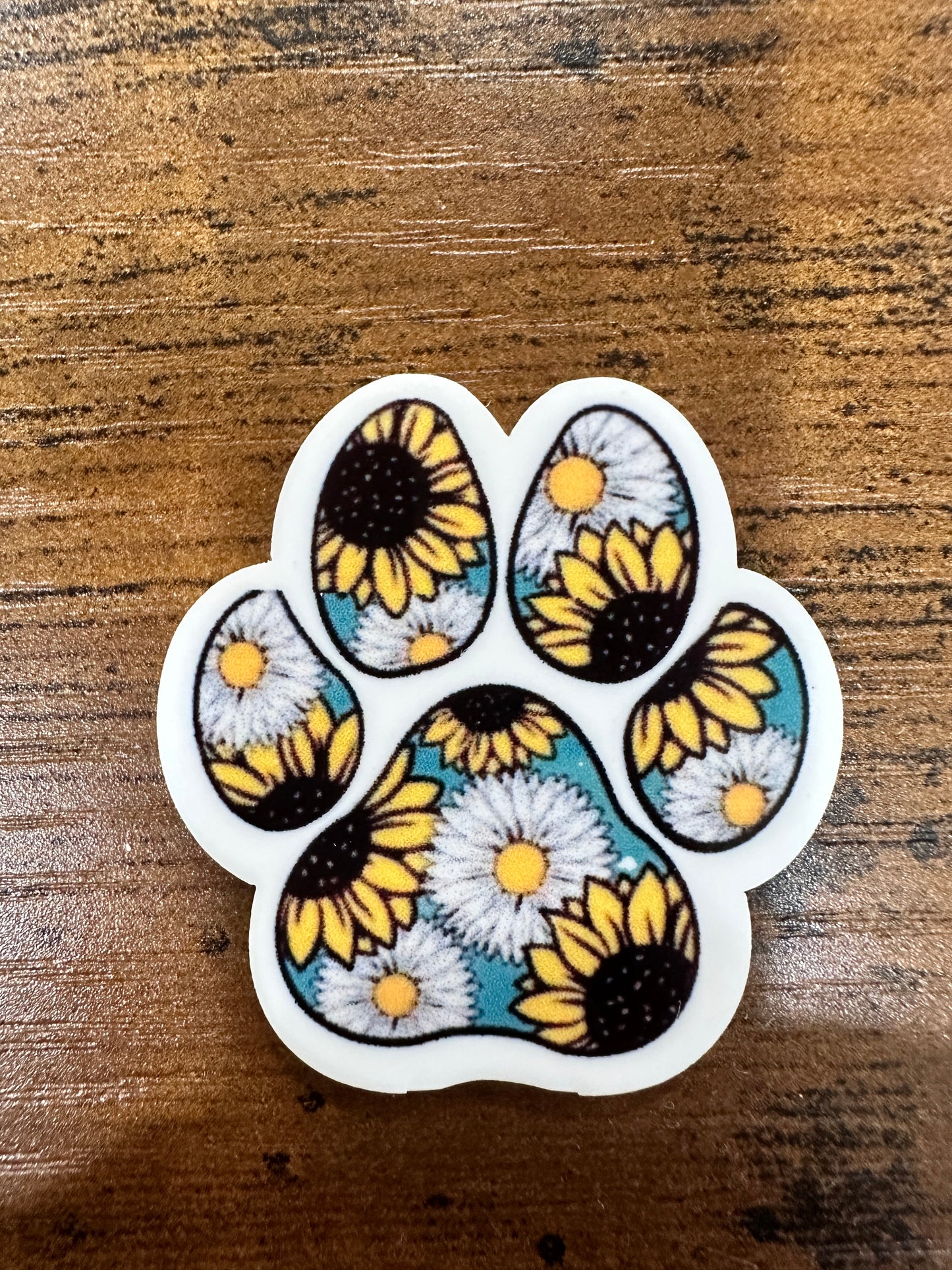 Sunflower Paw Print - Resin Planar Flatback Acrylic Embellishment