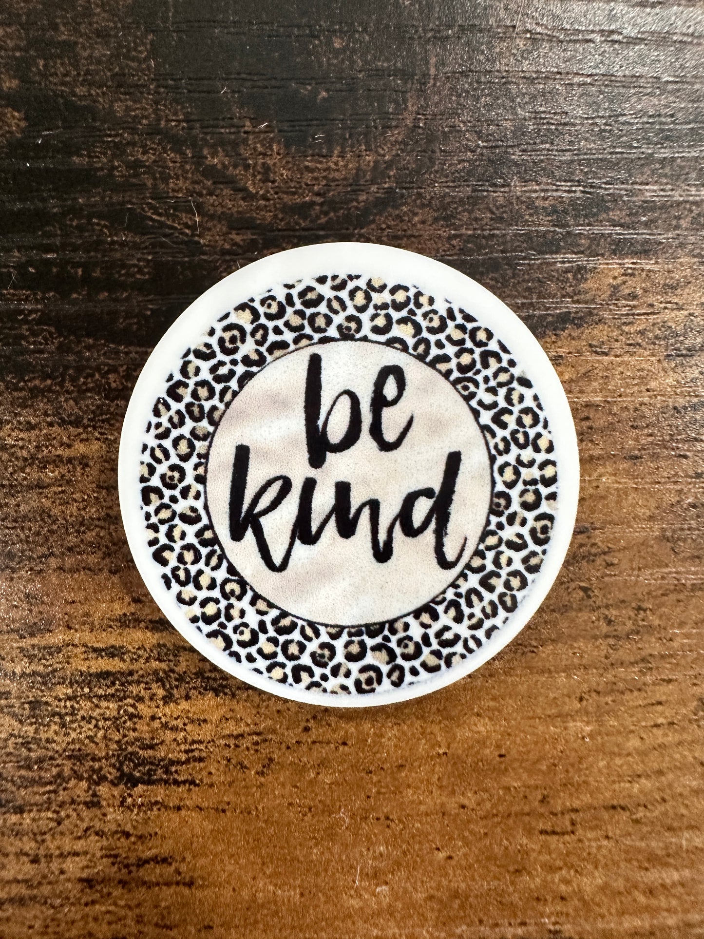 Be Kind Leopard Circle - Resin Planar Flatback Acrylic Embellishment