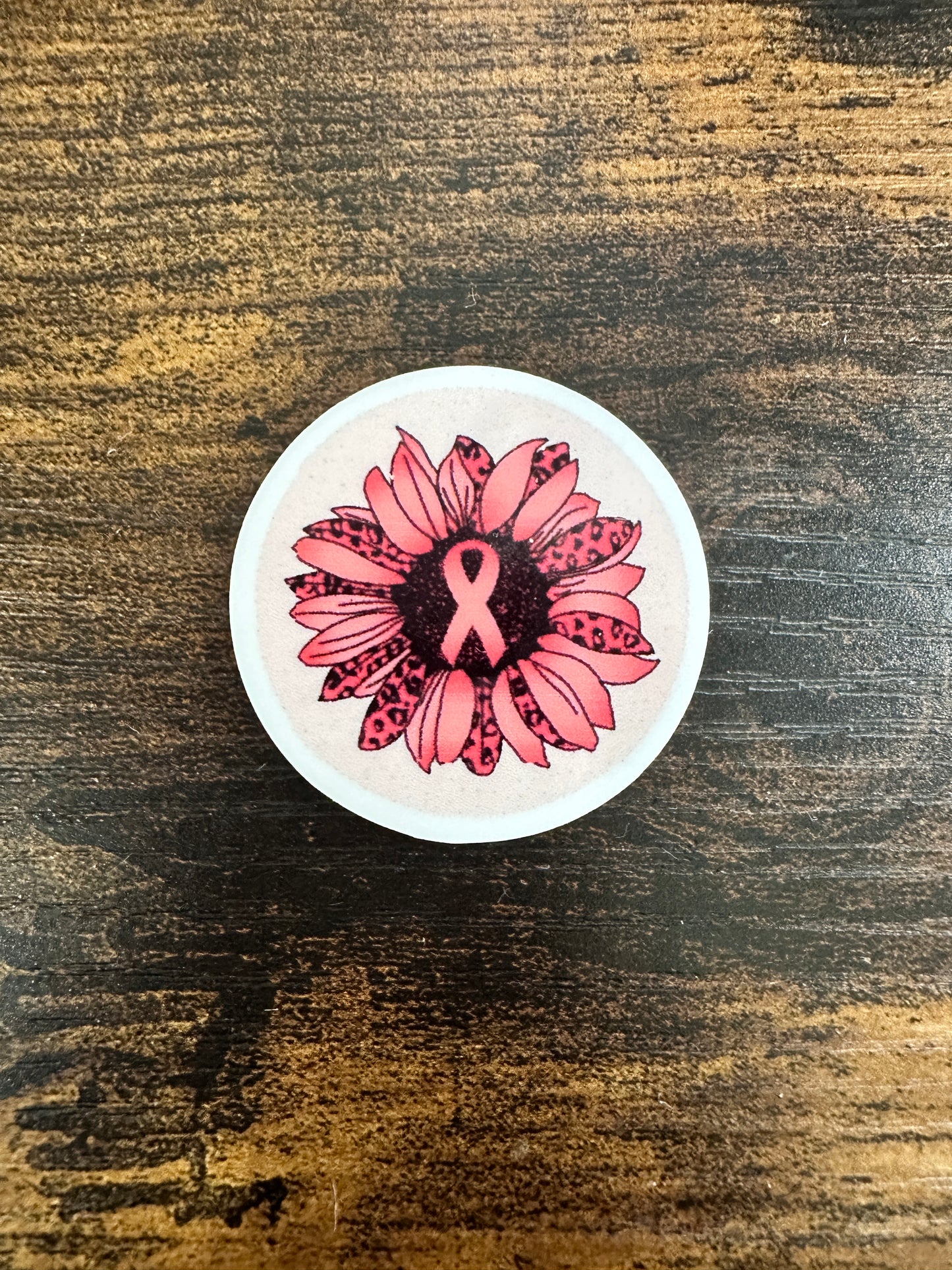 Breast Cancer Awareness Flower - Resin Planar Flatback Acrylic Embellishment