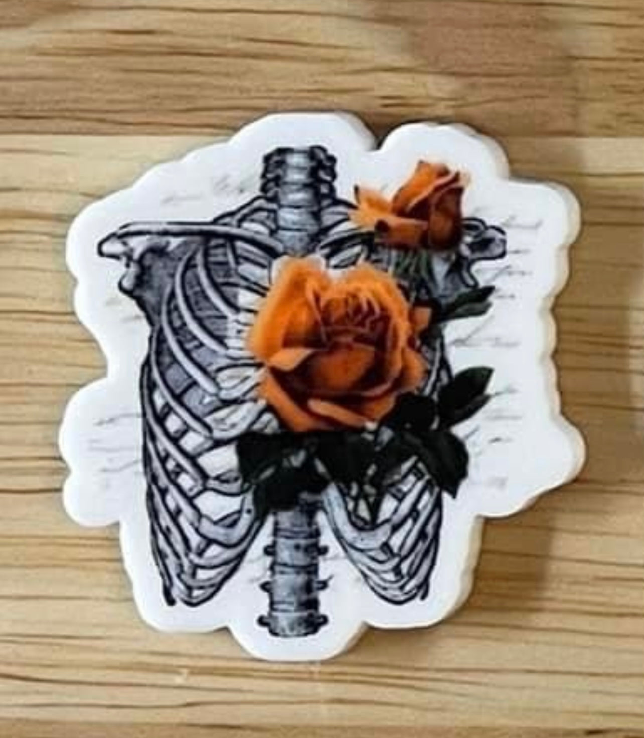 Orange Flower Skeleton - Planar Resin Flatback Acrylic Embellishment