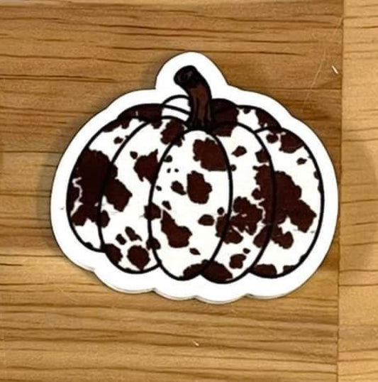 Pumpkin Print Cow - I Resin Planar Flatback Acrylic Embellishment