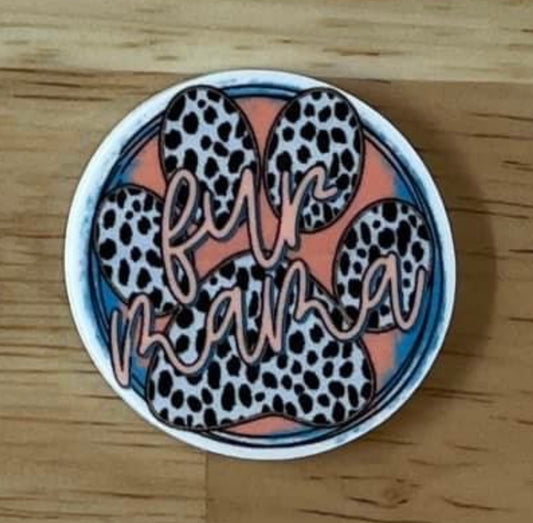 Fur Mama Circle - Resin Planar Flatback Acrylic Embellishment