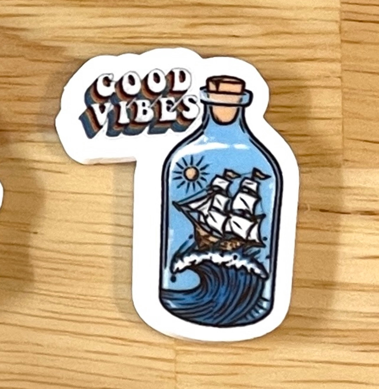 Good Vibes Ships in a Bottle - Resin Planar Flatback Acrylic Embellishment