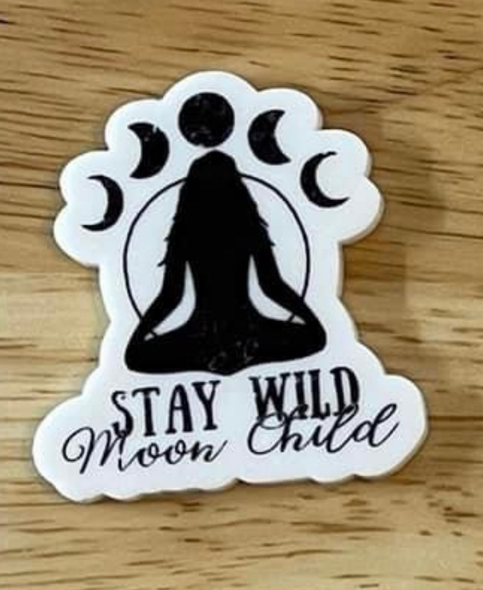 Stay Wild Moon Child Moon Phase - Resin Planar Flatback Acrylic Embellishment