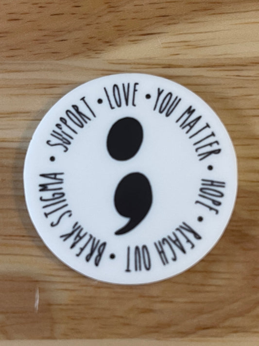 Support Semi-Colon - Resin Planar Flatback Acrylic Embellishment