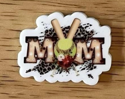 Softball Mom - Resin Planar Flatback Acrylic Embellishment