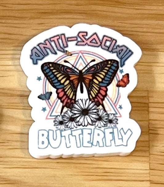 Anti Social Butterfly - Resin Planar Flatback Acrylic Embellishment