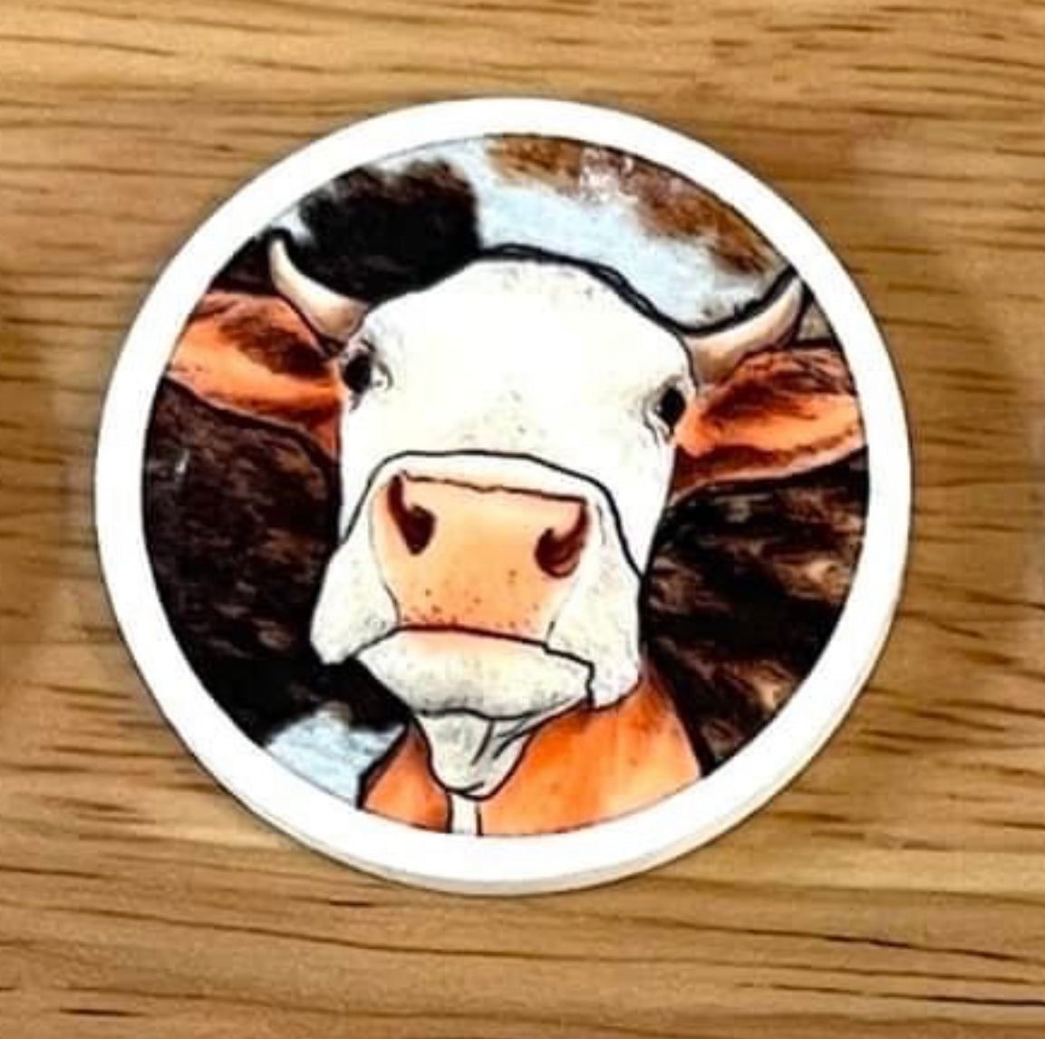 Cow Circle - I Resin Planar Flatback Acrylic Embellishment