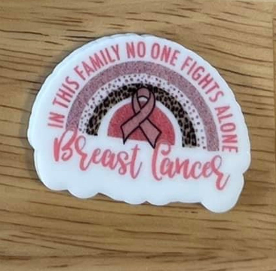 Nobody Fights Alone Breast Cancer - Resin Planar Flatback Acrylic Embellishment