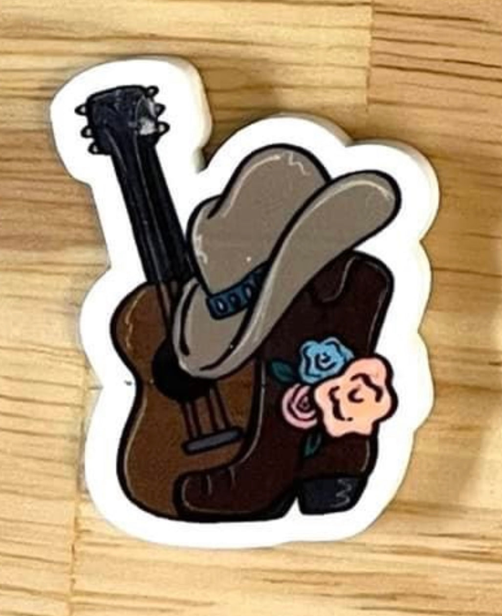 Guitar and Cowboy Hat - Resin Planar Flatback Acrylic Embellishment