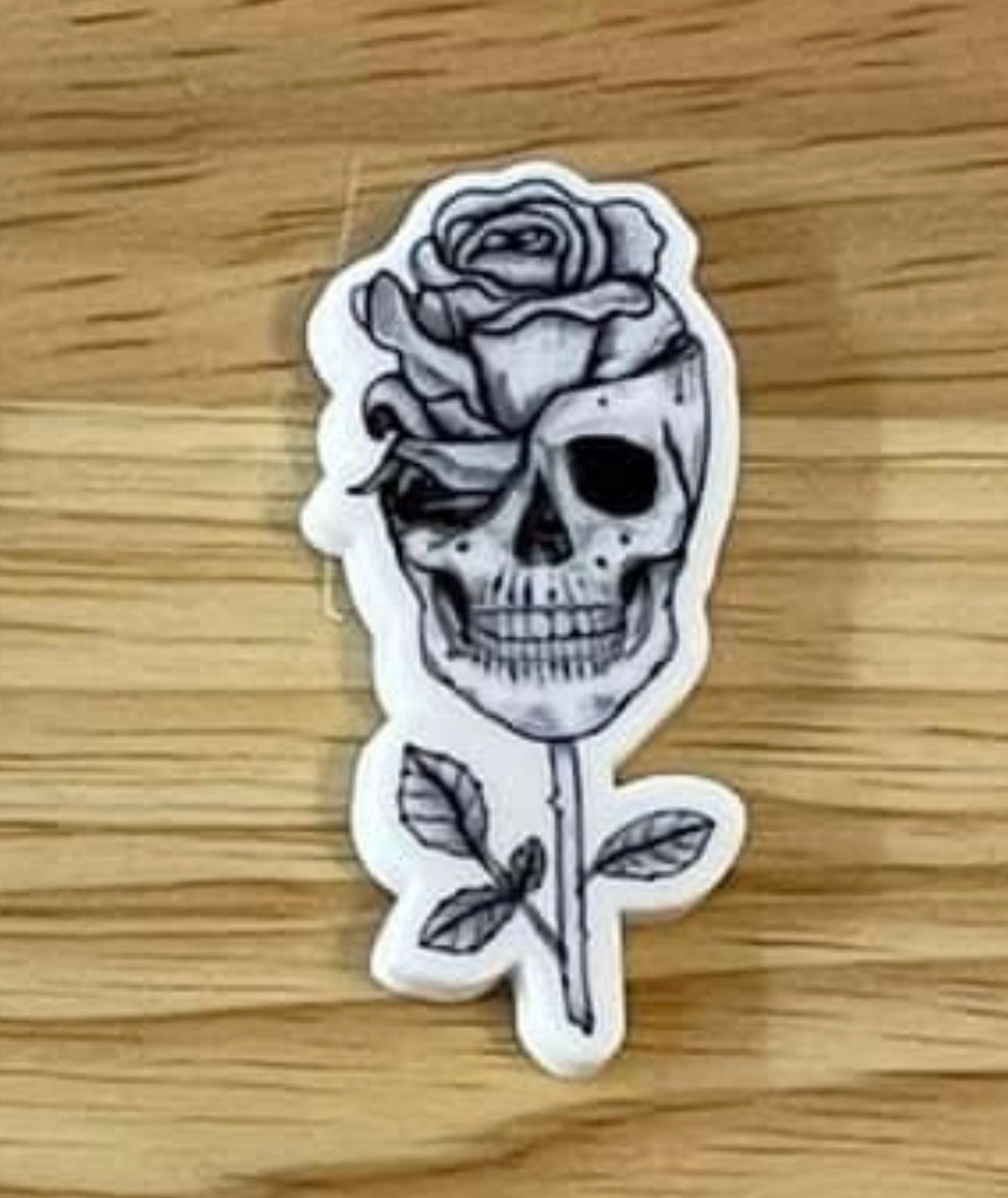 Skull Rose - Resin Planar Flatback Acrylic Embellishment