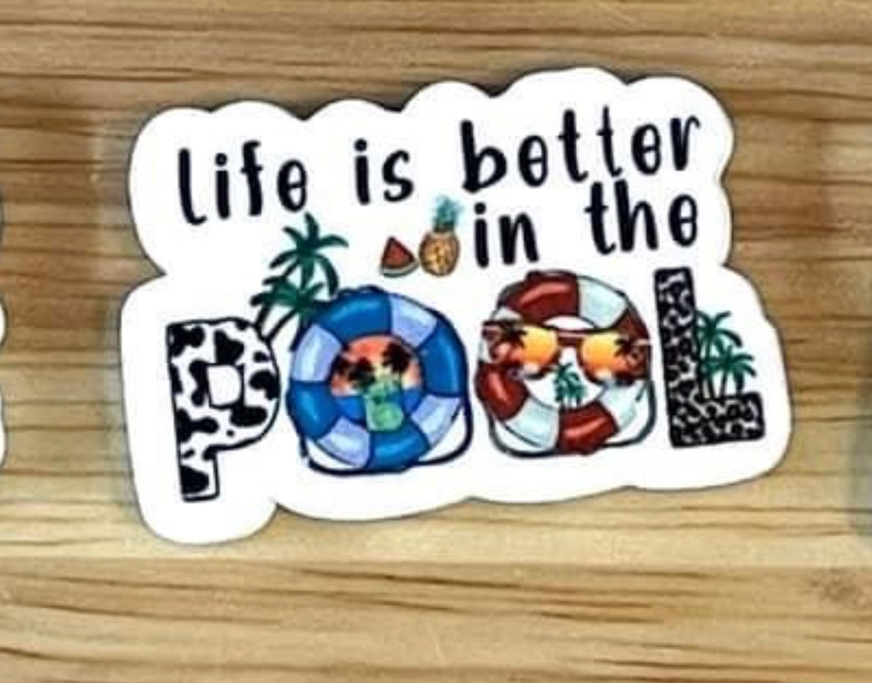 Life is Better in The Pool - I Resin Planar Flatback Acrylic Embellishment