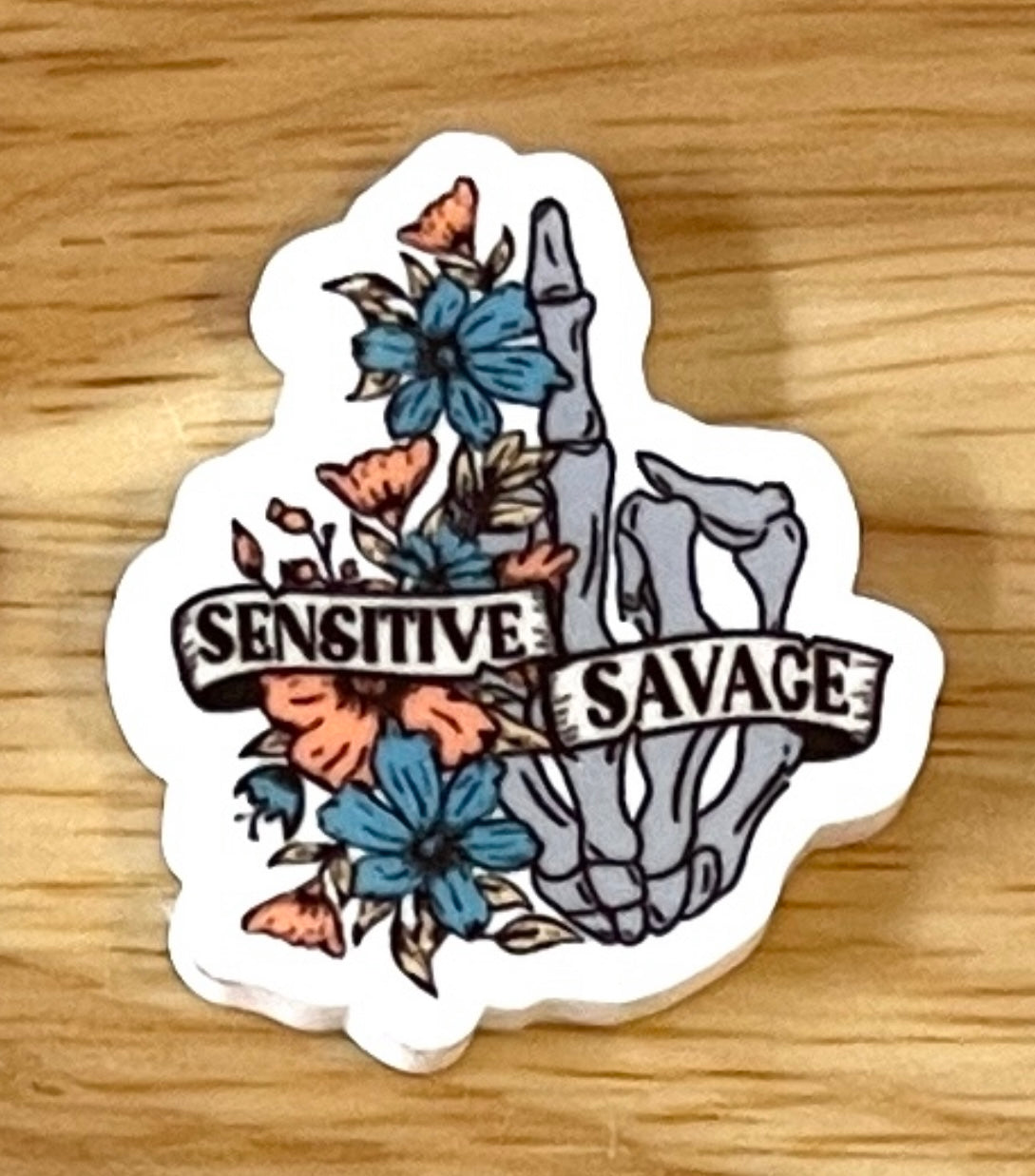 Sensitive Savage Skeleton Hand - Resin Planar Flatback Acrylic Embellishment