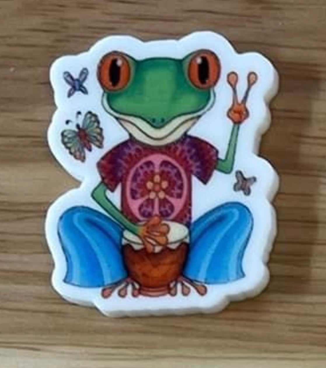 Hippie Frog - Resin Planar Flatback Acrylic Embellishment