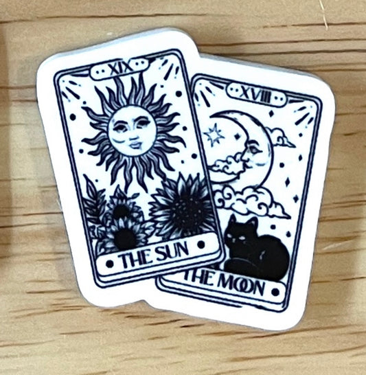 The Sun, The Moon Tarot Cards - Resin Planar Flatback Acrylic Embellishment