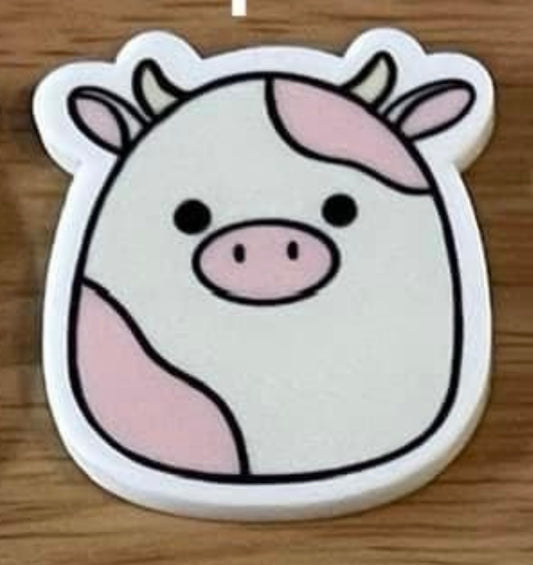 Stuffed Pink Cow - Planar Resin Flatback Acrylic Embellishment