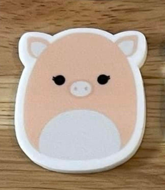 Stuffed Pink Pig - Planar Resin Flatback Acrylic Embellishment