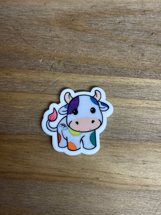 Rainbow Cow - Resin Planar Flatback Acrylic Embellishment