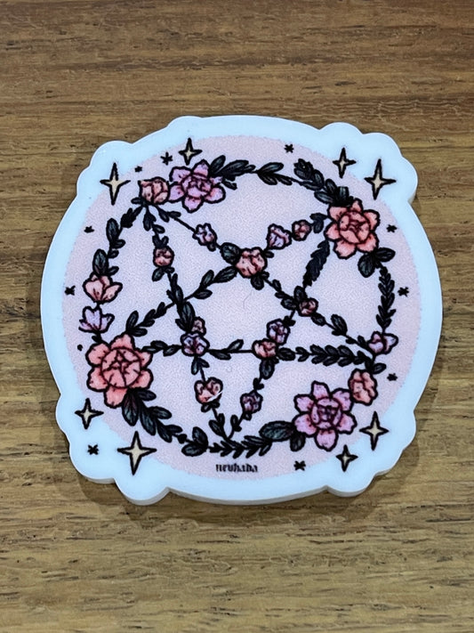 Pink Flower Pentagram - Resin Planar Flatback Acrylic Embellishment