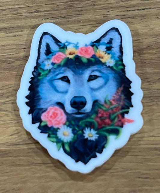 Hippy Wolf- Resin Planar Flatback Acrylic Embellishment