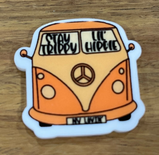 Stay Trippy Little Hippy Van- Resin Planar Flatback Acrylic Embellishment