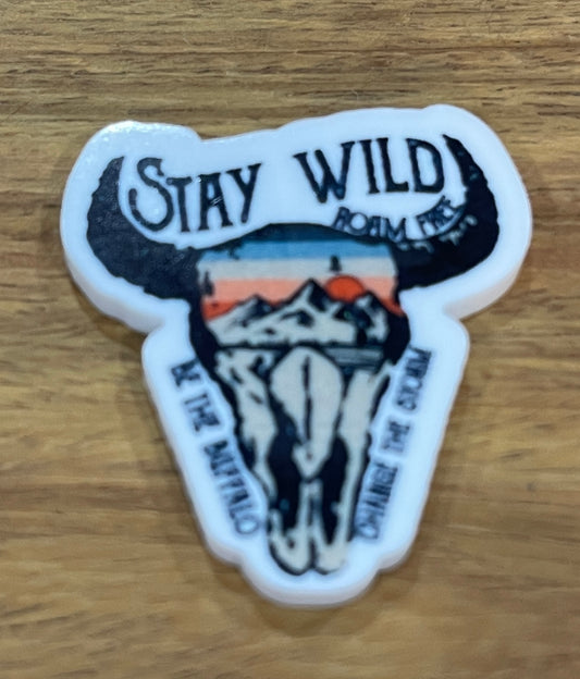 Stay Wild Cow Skull with Desert - Resin Planar Flatback Acrylic Embellishment