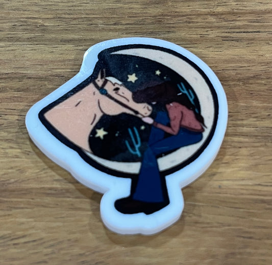 Girl and Hours on the moon- Resin Planar Flatback Acrylic Embellishment