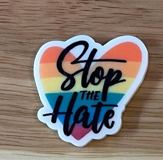 Stop The Hate Heart - Resin Planar Flatback Acrylic Embellishment