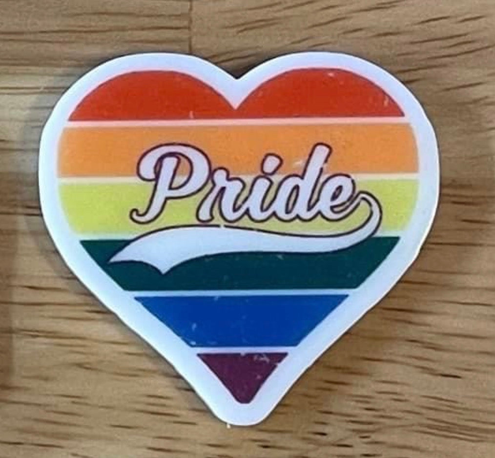 Pride Rainbow Heart - Resin Planar Flatback Acrylic Embellishment