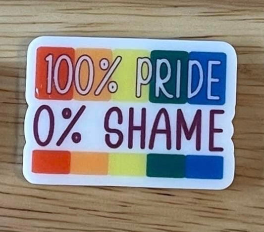 100% Pride 0% shame - Resin Planar Flatback Acrylic Embellishment