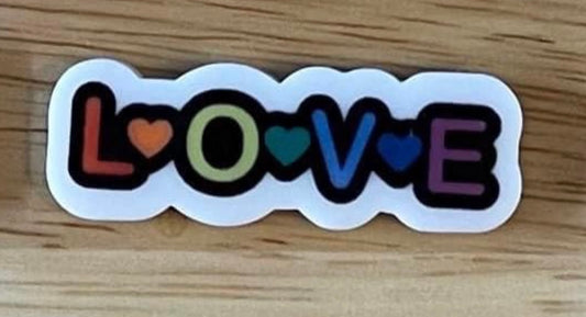 Rainbow Love With Hearts - Resin Planar Flatback Acrylic Embellishment