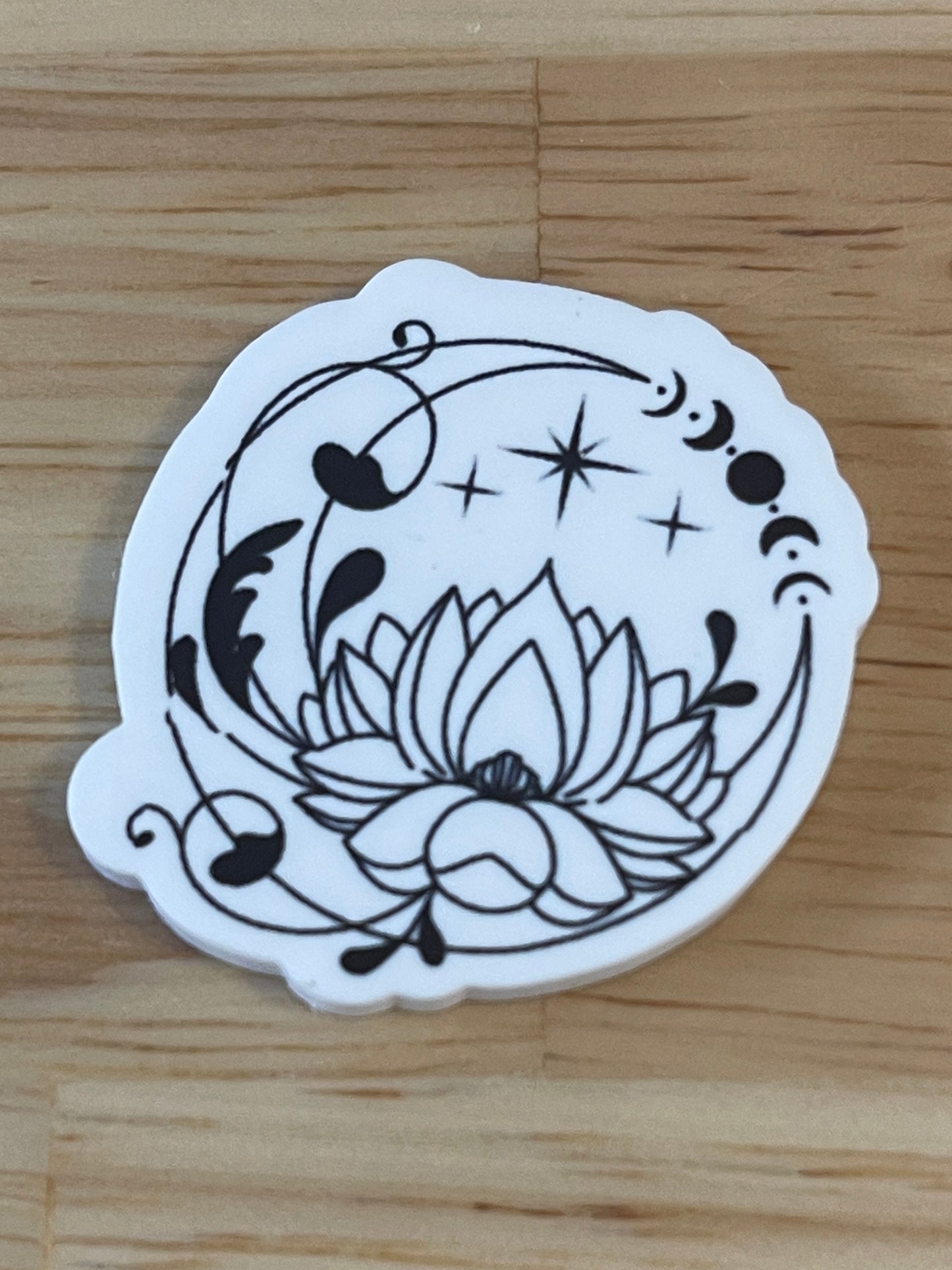 Lotus moon with moon phase - Resin Planar Flatback Acrylic Embellishment