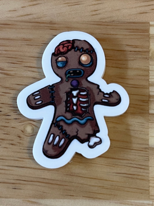 Zombie Gingerbread Man - Resin Planar Flatback Acrylic Embellishment