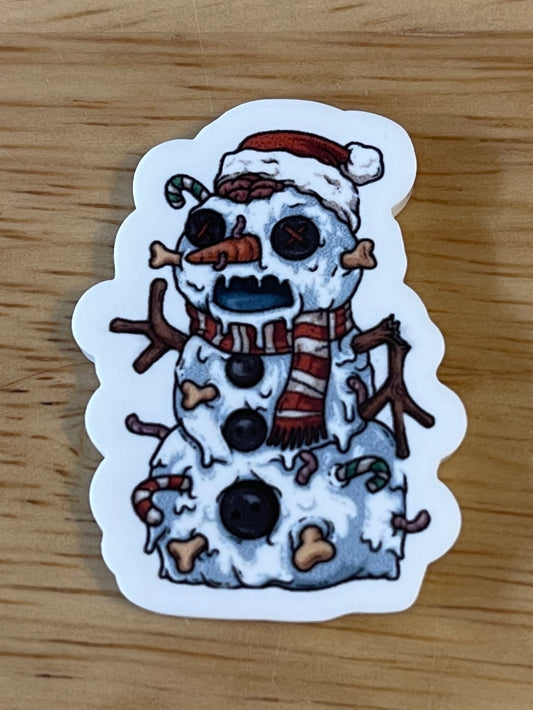 Zombie Snowman- Resin Planar Flatback Acrylic Embellishment