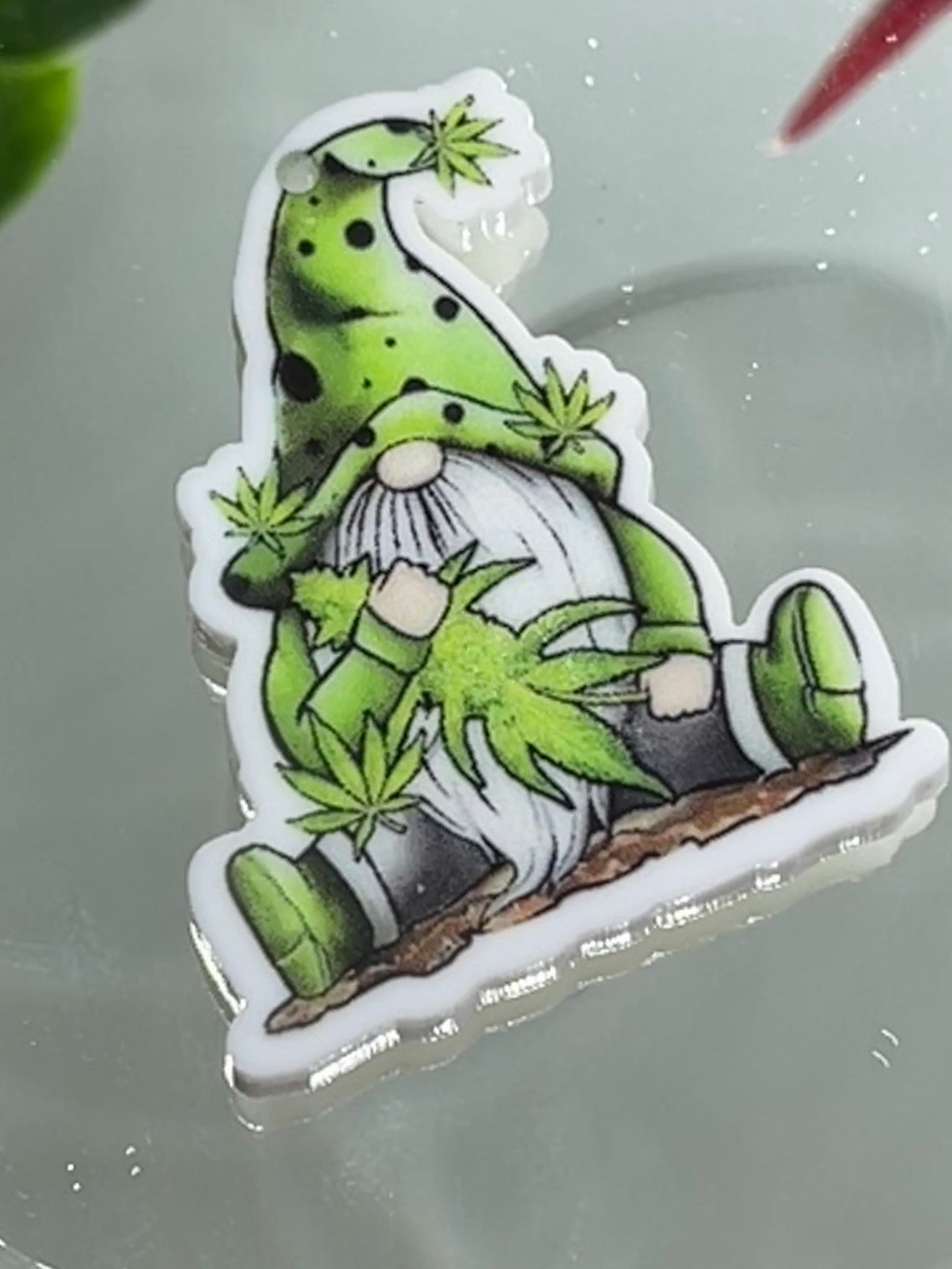 Hippy Pot Gnome - Planar Resin Flatback Acrylic Embellishment