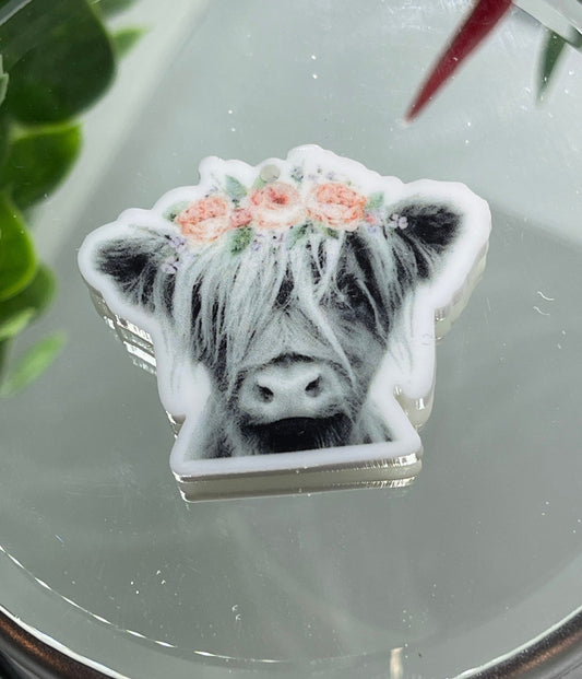 Highland Cow - Planar Resin Flatback Acrylic Embellishment