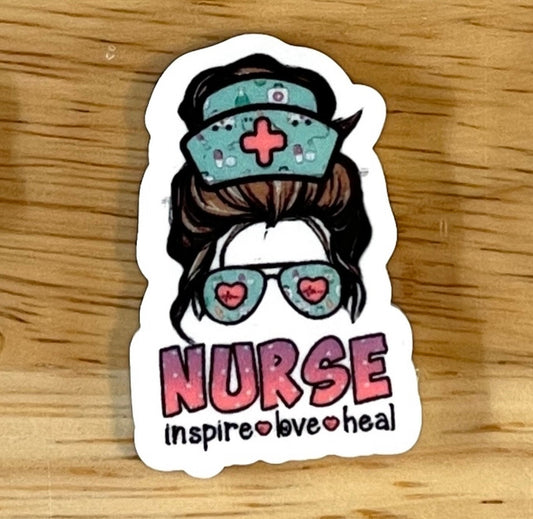 Nurse Inspire Love Heal - Planar Resin Flatback Acrylic Embellishment