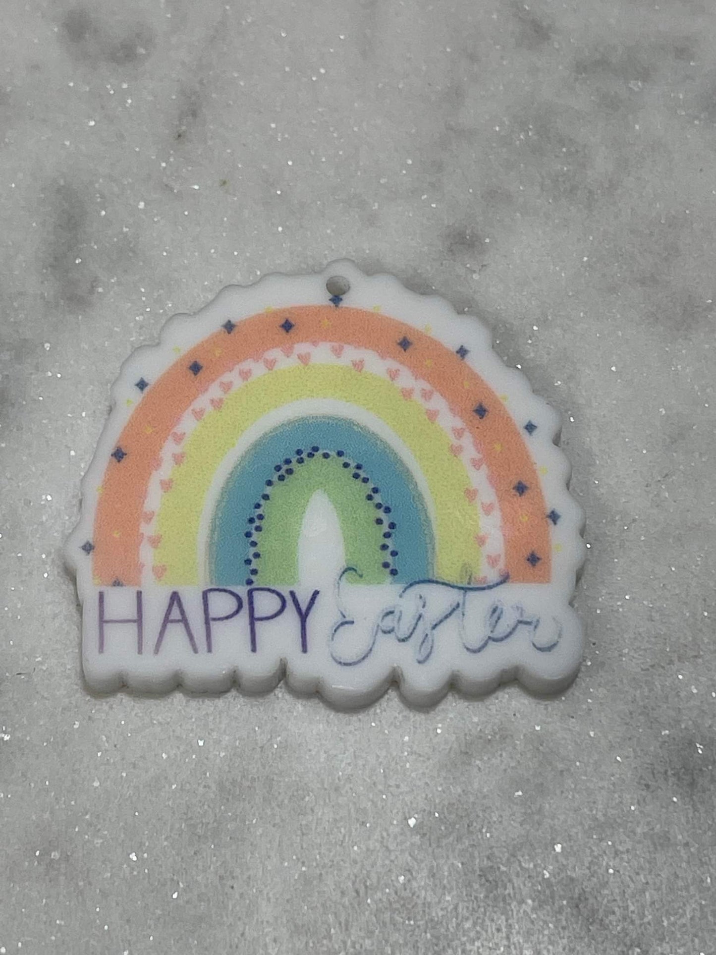 Happy Easter rainbow - Resin Planar Flatback Acrylic Embellishment